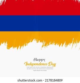 Bandera artística de derrame de pincel dibujado a mano de Armenia. Fondo creativo de la bandera nacional.