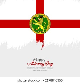 Artistic hand drawn brush stroke flag of Alderney. Creative national flag background.
