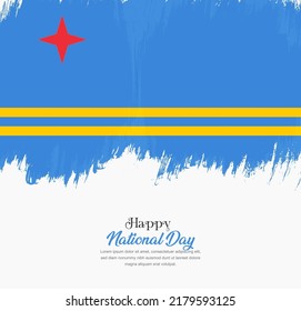 Artistic hand drawn brush stroke flag of Aruba. Creative national flag background.