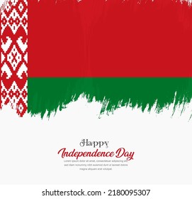 Bandera artística de pincel dibujado a mano en el trazo de Bielorrusia. Fondo creativo de la bandera nacional.
