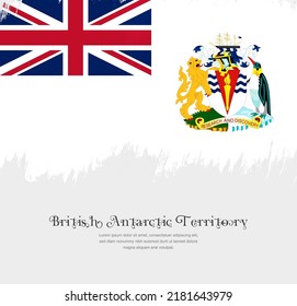 Bandera artística de pincel dibujado a mano en el Territorio Antártico Británico. Fondo creativo de la bandera nacional.