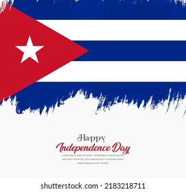 Artistic hand drawn brush stroke flag of Cuba. Creative national flag background.