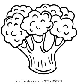 Artistic hand drawn illustration of broccoli, ink drawing imitation