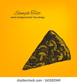 Artistic hand drawn ink style pizza piece vector illustration