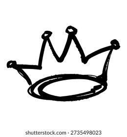 Etiqueta de graffiti de corona de rey dibujado a mano artística. Boceto de arte callejero audaz con líneas de marcador ásperas elegantes.
