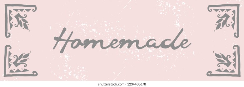 Artistic hand drawn label archival texture pastel background and brush painted text . Art shops, craft products, packaging, wrapping, stickers, logotype, header, advertising, invitation, blog design