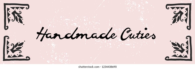 Artistic hand drawn label archival texture pastel background and brush painted text . Art shops, craft products, packaging, wrapping, stickers, logotype, header, advertising, invitation, blog design
