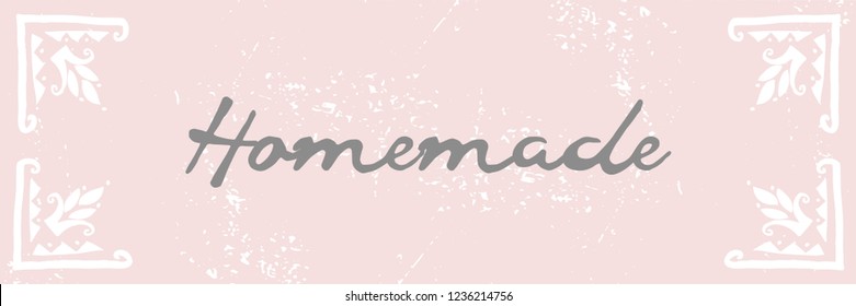 Artistic hand drawn label archival texture pastel background and brush painted text . Art shops, craft products, packaging, wrapping, stickers, logotype, header, advertising, invitation, blog design