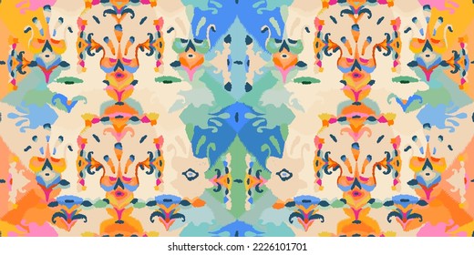 Artistic hand drawn mixed ethnic style ornament pattern. Abstract colorful print. Cute vector template for your design. 