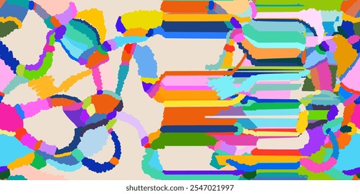Artistic hand drawn playful pattern. Unique abstract print. Fashionable template for design. 