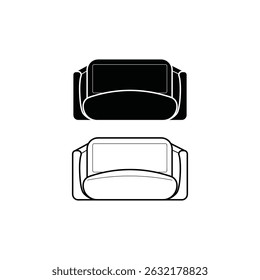 Artistic Hand Drawn Sofa Outline Vector Icons for Stylish Furniture Themes and Silhouette Designs Used in Web and Print Layouts