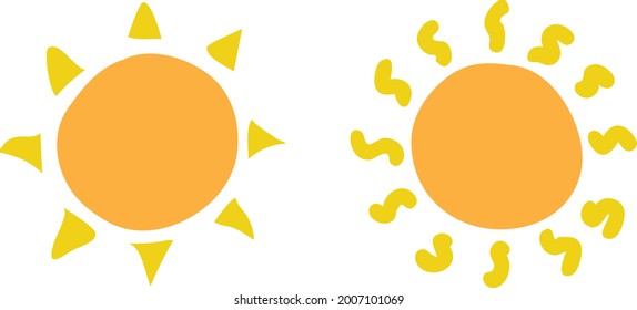 Artistic Hand Drawn Sun - Hand drawn illustration of a bunch type of suns suitable for decoration, nature ornament, children book illustration, and illustration in general - Vector Illustration	