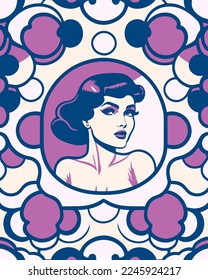 Dibujo artístico a mano vectorial arte pop estilo retro libro de historietas vintage de moda de colores suaves, dibujos animados de doodle patrón sin fisuras diseñado para la textura de moda, adolescente, colorido, papel pintado, decorativo 