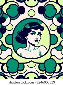 Artistic hand drawn vector pop art retro style fashionable vintage soft colors comic book, doodle cartoon seamless pattern designed for fashion textile texture, teen, colorful, wallpaper, decorative 