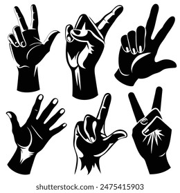 Artistic Hand Gesture  Vector Bundle, Varied Hand Signs for Creative Design, Expressive Hand Gestures Vector Collection