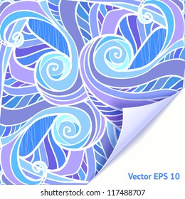 Artistic hand-drawing blue and violet waves background
