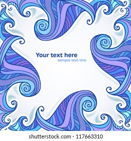 Artistic hand-drawing blue and violet waves background