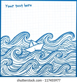 Artistic hand-drawing white sheep in the ocean