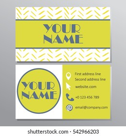 artistic handdrawn business card. Vector illustration. business card yellow. modern and stylish business card.