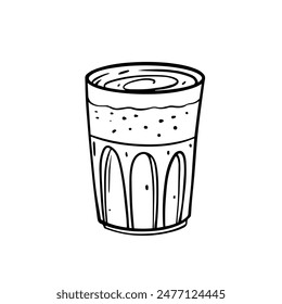 Artistic hand-drawn image of a glass filled with a beverage, showcasing a creative and simplistic sketch