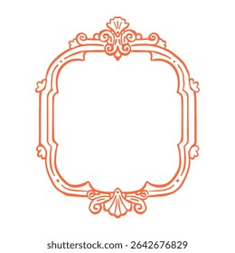 Artistic hand-drawn linear design of an elaborate vintage frame with intricate ornamental accents and a decorative theme, vector for creative wedding invitations, menu, or classic decorative purposes