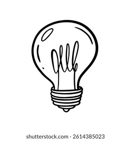 An artistic hand-drawn style light bulb illustration, which is ideal for various creative projects and design works