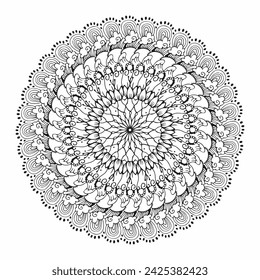 Artistic handmade Doodle illustration mandala. Vector clipart continuous line conсept isolated on white bkgr.B and W design for coloring,poster,postcard,label,sticker,tshirt,web,print,stamp,tattoo,etc