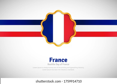 Artistic happy bastille day of France with country flag in golden circular shape greeting background
