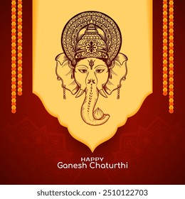 Vector de tarjeta de felicitación del festival indio tradicional artístico feliz de Ganesh Chaturthi