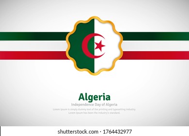 Artistic happy independence day of Algeria with country flag in golden circular shape greeting background