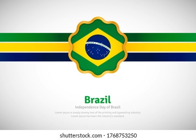 Artistic happy independence day of Brazil with country flag in golden circular shape greeting background