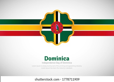 Artistic happy independence day of Dominica with country flag in golden circular shape greeting background