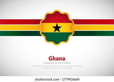 Artistic happy independence day of Ghana with country flag in golden circular shape greeting background