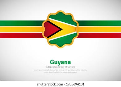 Artistic happy independence day of Guyana with country flag in golden circular shape greeting background