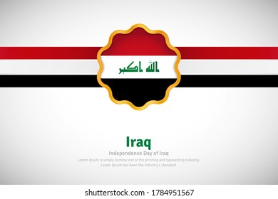 Artistic happy independence day of Iraq with country flag in golden circular shape greeting background