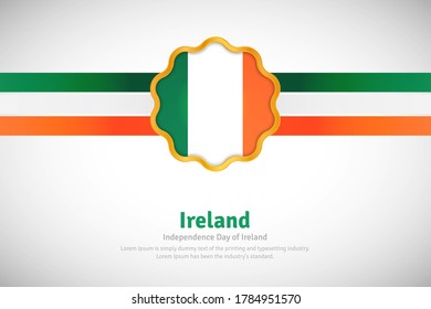Fête artistique de l'indépendance joyeuse de l'Irlande avec drapeau de pays sur fond circulaire doré