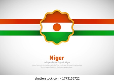 Artistic happy independence day of Niger with country flag in golden circular shape greeting background