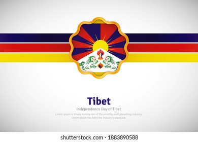 Artistic Happy Independence Day Of Tibet With Country Flag In Golden Circular Shape Greeting Background