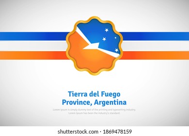 Artistic happy national day of Tierra del Fuego Province Argentina with country flag in golden circular shape greeting background