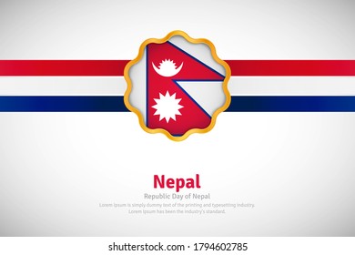 Artistic happy republic day of Nepal with country flag in golden circular shape greeting background