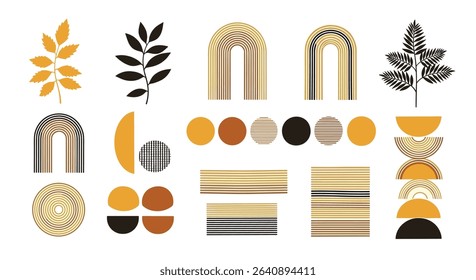 Artistic Harmony An Assembly of Abstract Shapes and Autumnal Color Palette Design