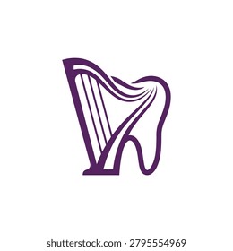 Artistic harp strings forming a dental tooth.