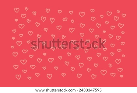 Artistic Heart Doodles Vector Illustration on Red Background