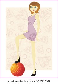artistic heart shape background with cute girl