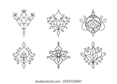 Artistic Henna Ornament with Flowing Lata-Pata Designs