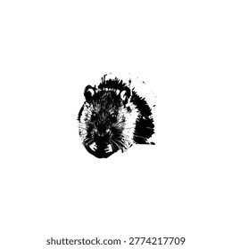 An artistic high-contrast vector illustration of a hamster's head. The dramatic play of light and shadow highlights the textured fur and prominent front teeth, making it perfect for artisanal branding, pet store logos, or unique animal-themed designs.