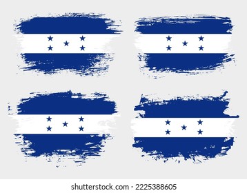 Artistic Honduras country brush flag collection. Set of grunge brush flags on a solid background