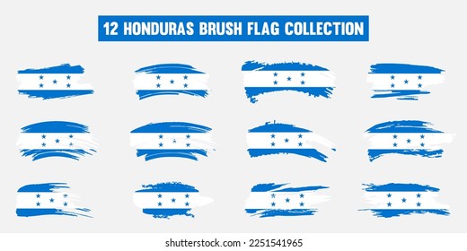 Artistic Honduras country brush flag collection. Set of grunge brush flags on a solid background