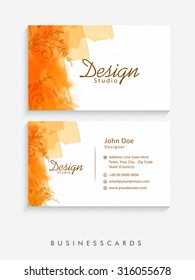 Artistic horizontal business card or visiting card set with company details.