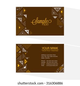 Artistic horizontal business card or visiting card set with front and back side presentation.